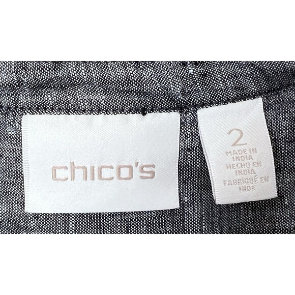 Chico's Grey Linen Popover High Low Blouse 3/4 Sleeve 2/Large Coastal Resort - Picture 11 of 13